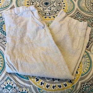 Talbots Khaki Linen Crop Pants